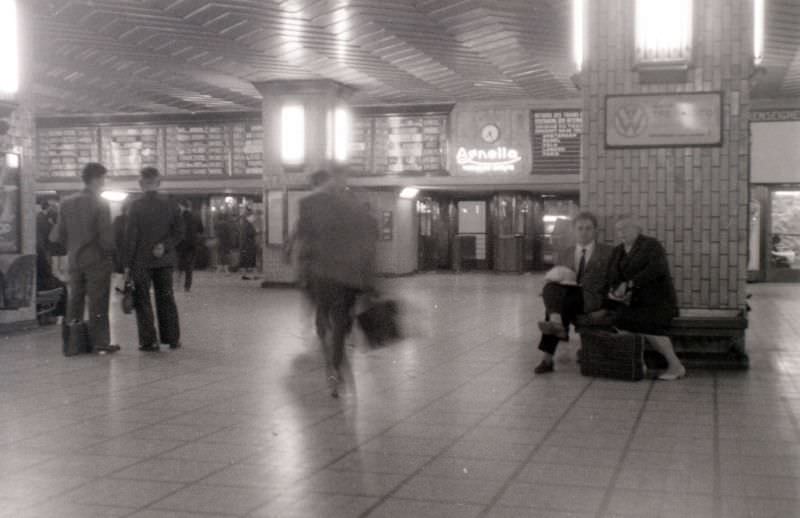 Railway station, possibly Bruxelles-Nord, Brussels, 1958