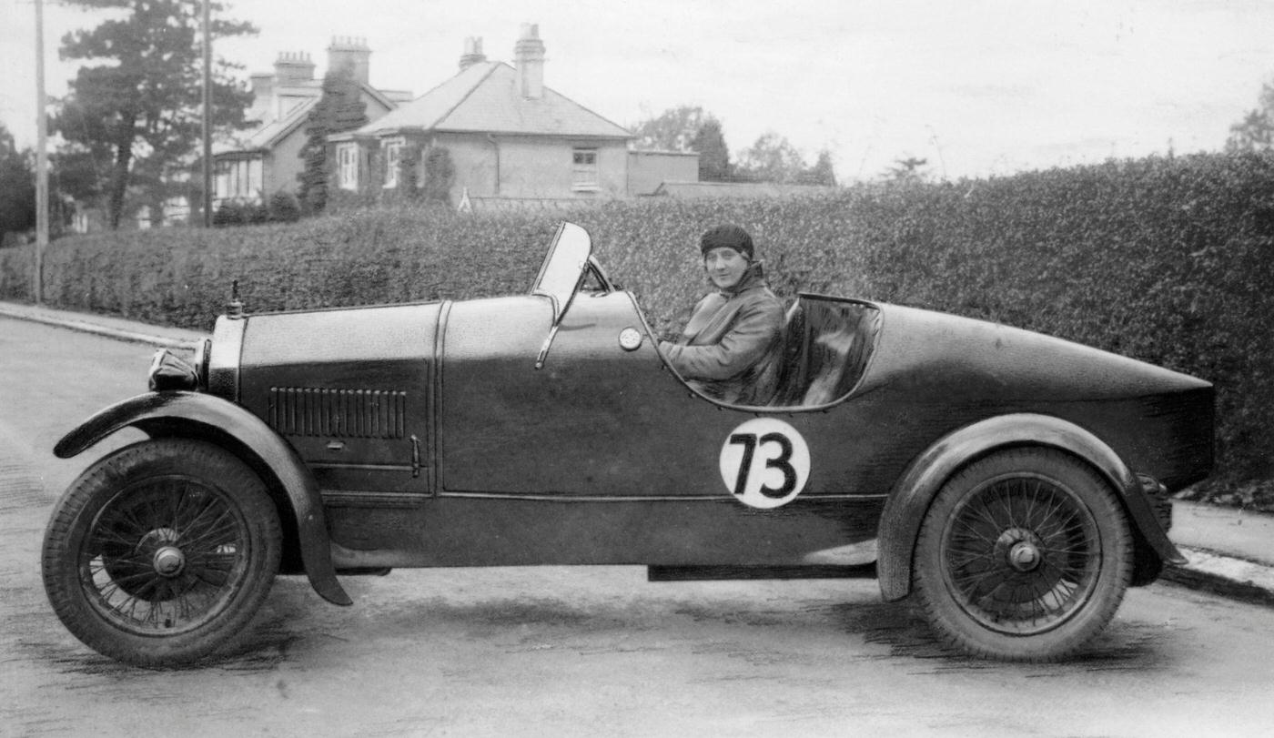 Mrs Margot Amy Way at the wheel of a Bugatti T 40 with Jarvis body, 1928.