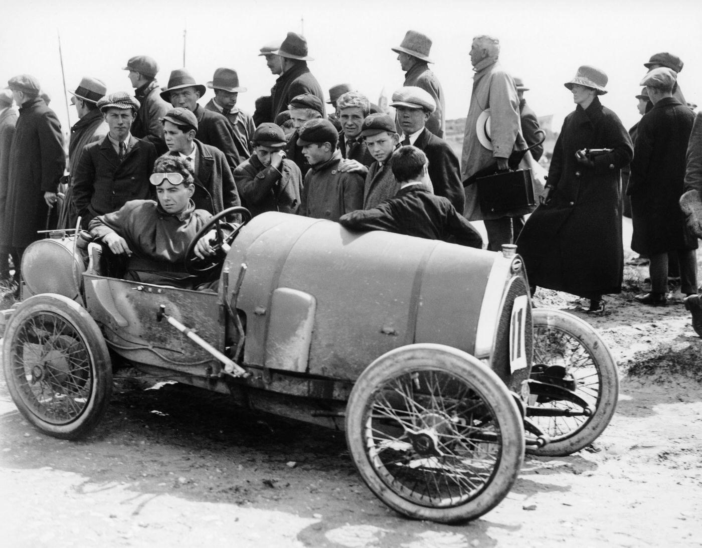 Raymond Mays in a Bugatti, Porthcawl Sands, Wales, 1920s