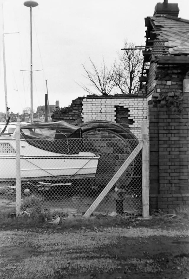The bricked up end of the tunnel under the River Ely, as seen from the Cardiff End, December 1974