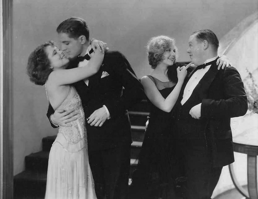 Clara Bow, Adrienne Dore, Phillips Holmes, and Lincoln Stedman in The Wild Party (1929)