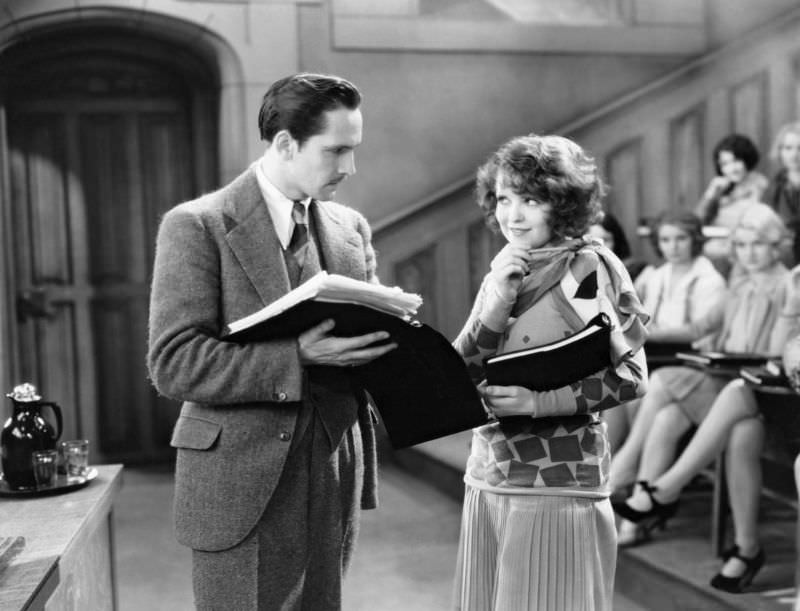 Glamorous Photos of Clara Bow in movie 'The Wild Party 1929'