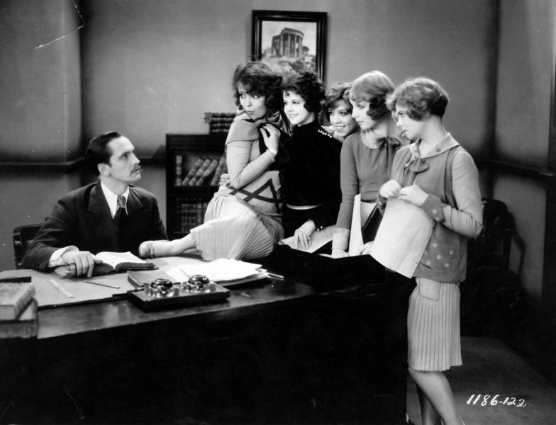 Clara Bow, Joyce Compton, Marceline Day, Adrienne Dore, Fredric March, and Shirley O'Hara in The Wild Party (1929)