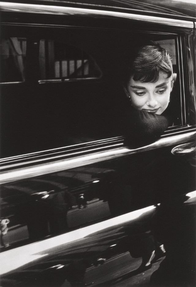 Audrey Hepburn on the set of 'Sabrina', 1954
