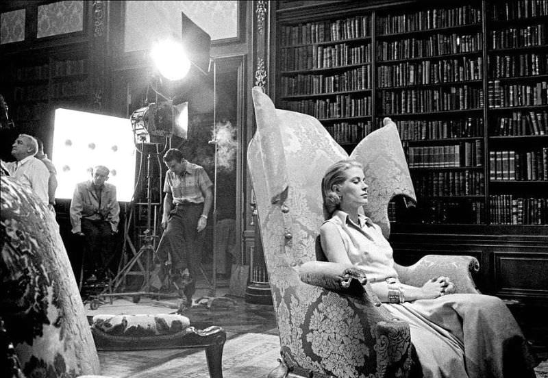Grace Kelly on the set of ‘High Society’, directed by Charles Walters, 1956