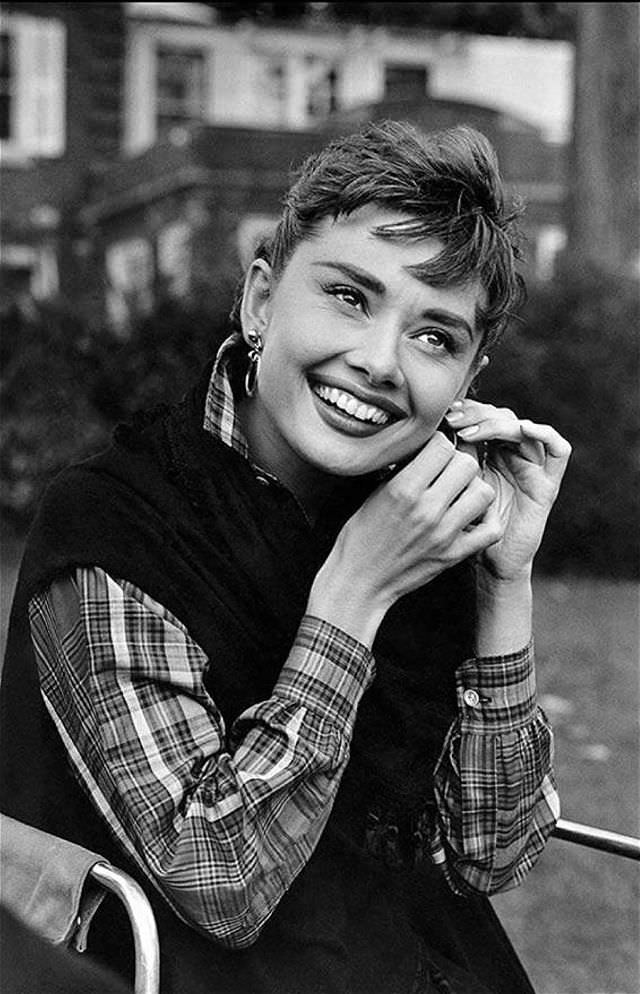 Audrey Hepburn during the filming of ‘Sabrina’, Long Island, New York, 1954