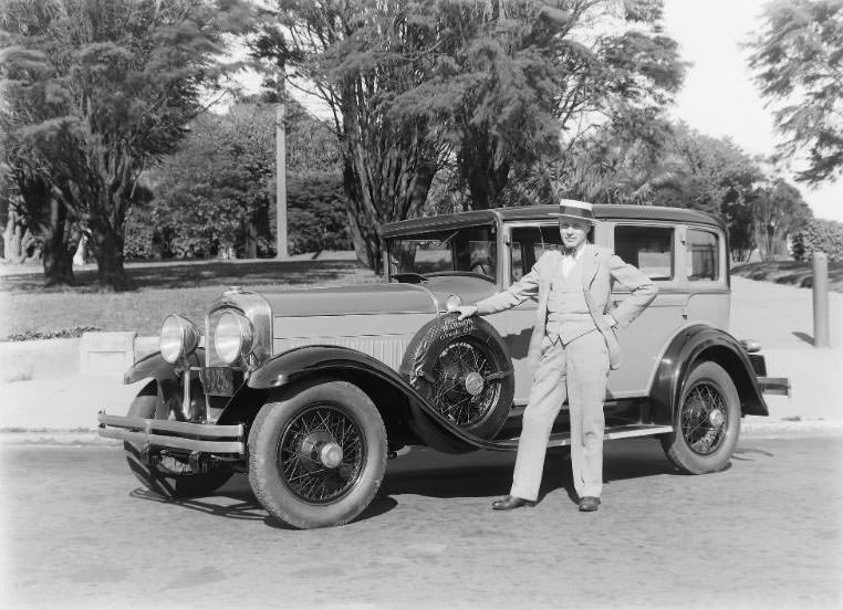 Marmon Eight Sedan parked at the Golden Gate Park in San Francisco, California, 1928