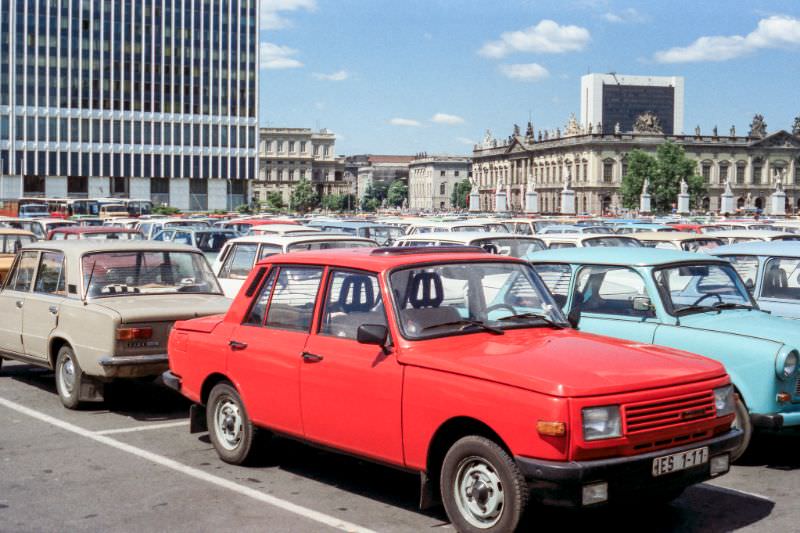A red Wartburg, East Berlin, Germany, 1989