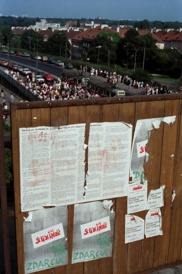 Solidarity banners, Poland, 1989