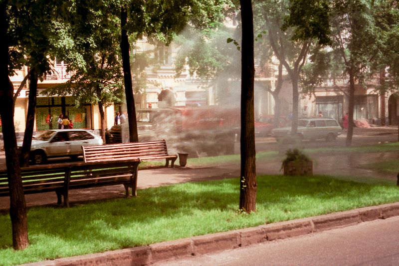 Street cleaning, Kiev, 1989