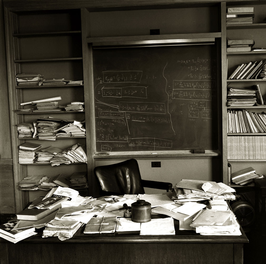 Albert Einstein's office left untouched after his death in Princeton, New Jersey, April 1955.