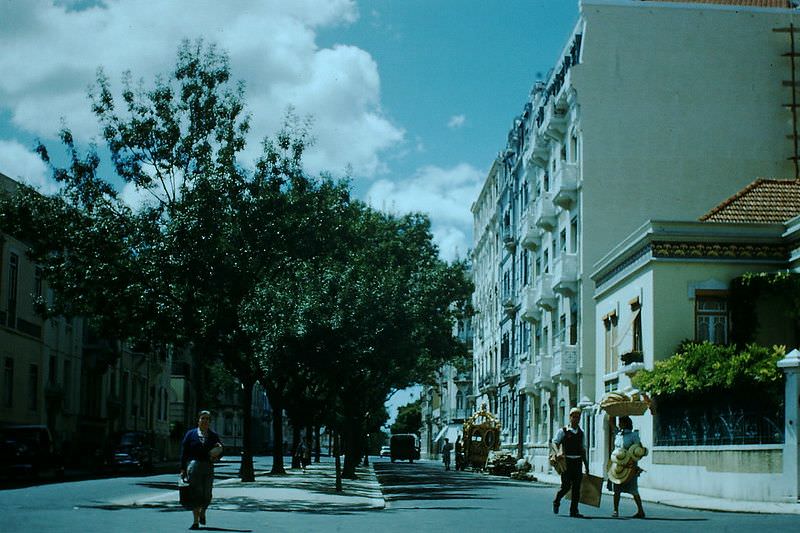 Apartment houses and hearse