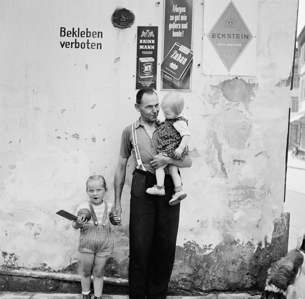 Father and Two Children, Germany, 1955