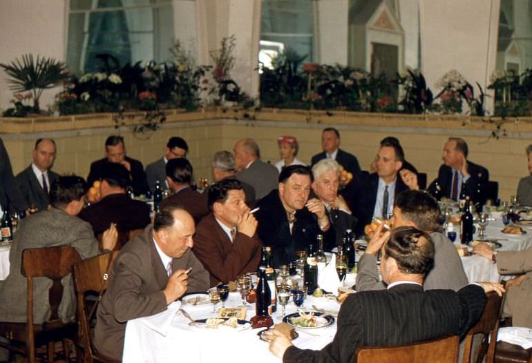 Lunch at the Hotel Metropol, Moscow, Russia, 1958