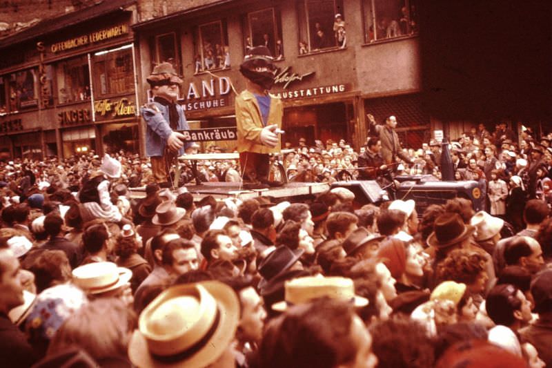 Frankfurt, parade, Germany, 1950s