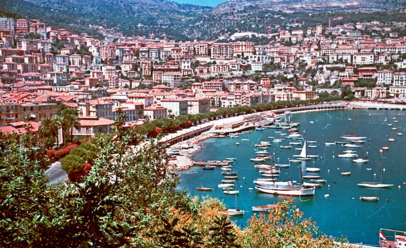 Monaco harbor and boats, France, 1950