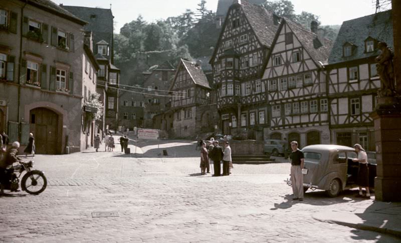 Old town square of Miltenberg, Germany, 1950