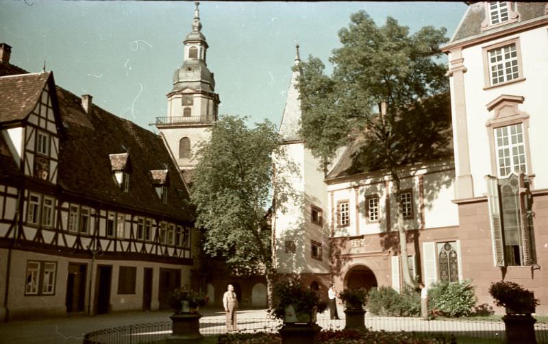 Schloss Erbach courtyard, Germany, 1950