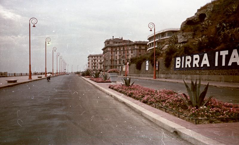 Beach boulevard, somewhere near Ventimiglia, Italy, 1950
