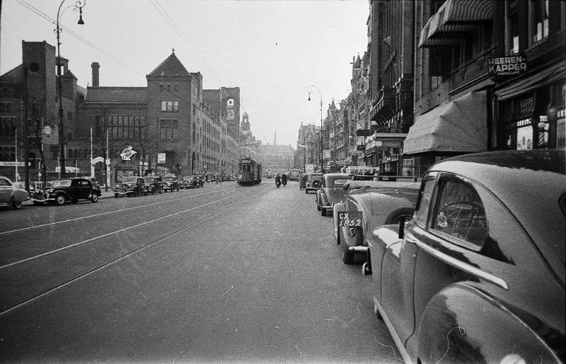 Amsterdam, Damrak Avenue, Netherlands, 1950