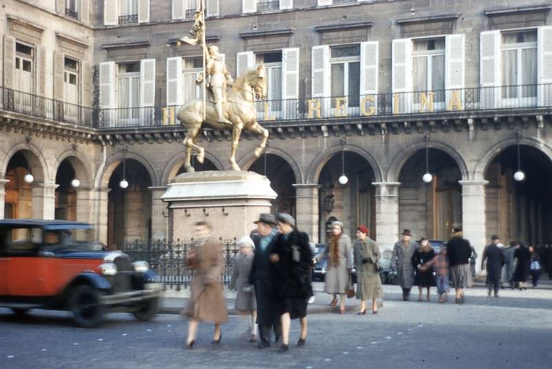 Joan of Arc at the Place des Pyramides on the Rue de Rivoli in Paris, France, 1956