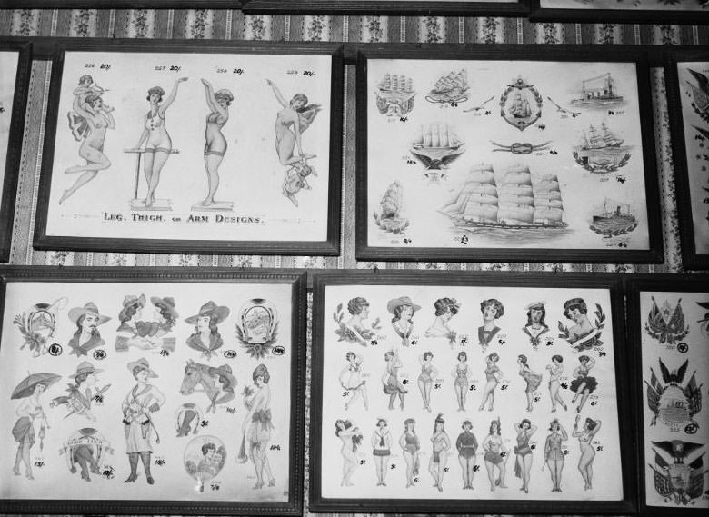 Tattoo designs, Fred Harris Tattoo Studio, Sydney, 17 December 1937