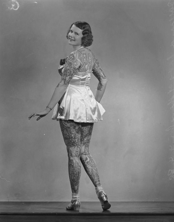 Betty Broadbent, the 'Tattooed Venus', Sydney, 4 April 1938