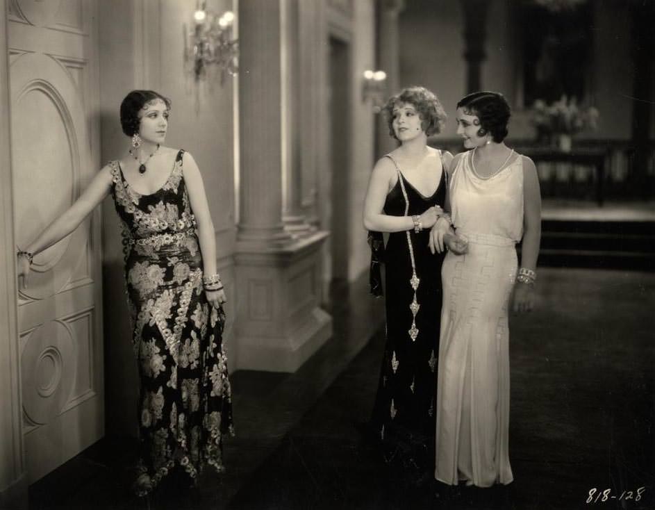 Clara Bow, Geneva Mitchell, and Rosita Moreno in 'Her Wedding Night', 1930