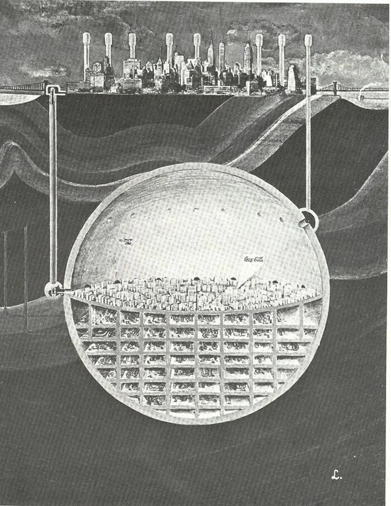 Nuke-proof underground city below Manhattan, 1969.