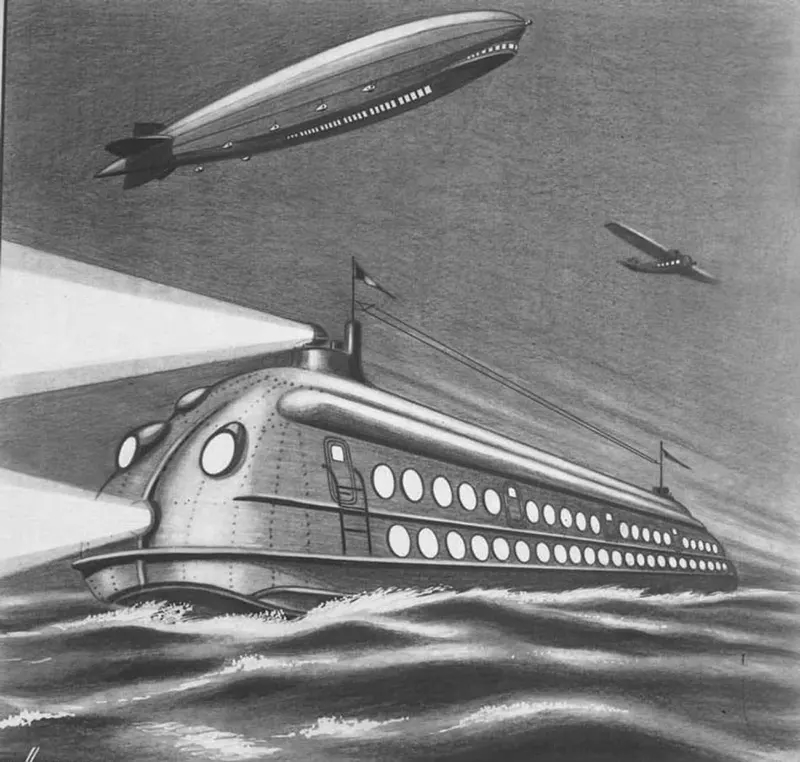 An express ocean liner in the year 2000, as imagined in 1931.
