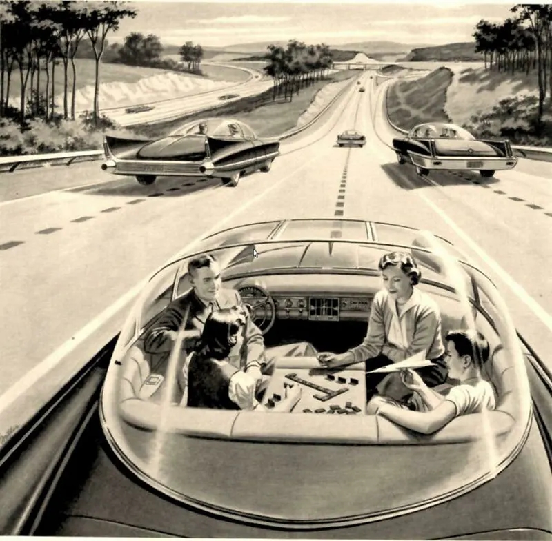 Self driving cars of the future, 1960s.