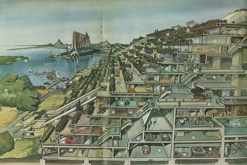 Futuristic Netherlands, drawn in 1970.