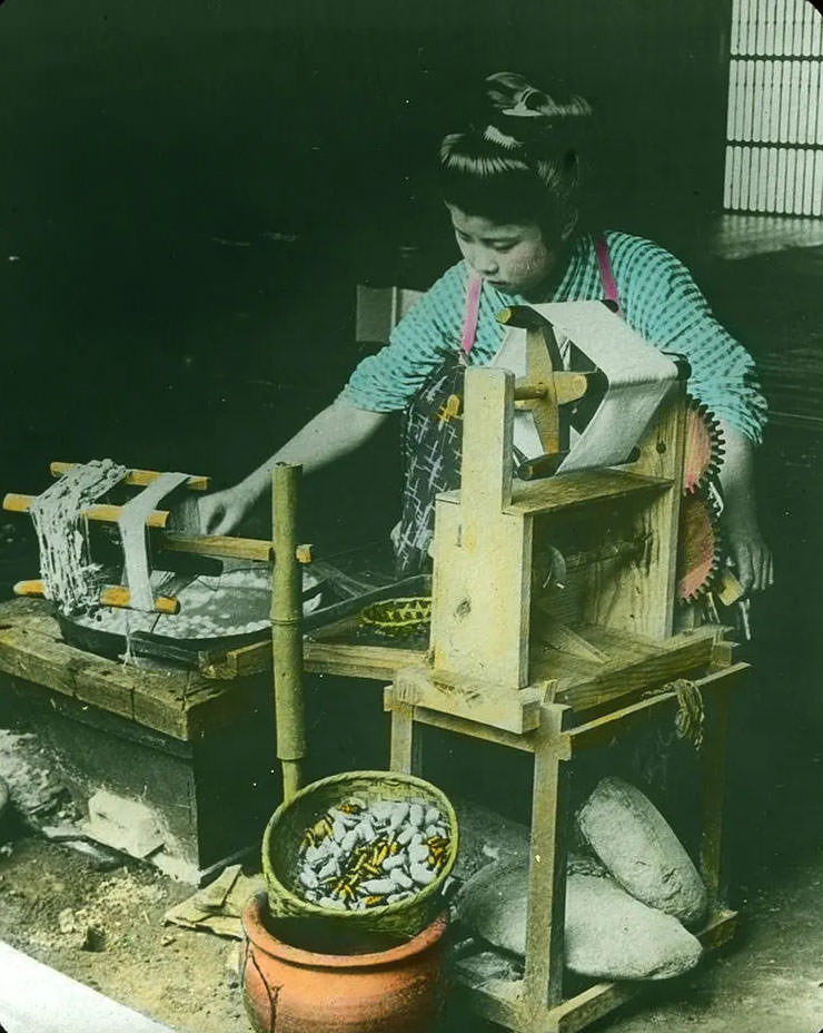 Taking Silk From Cocoons.