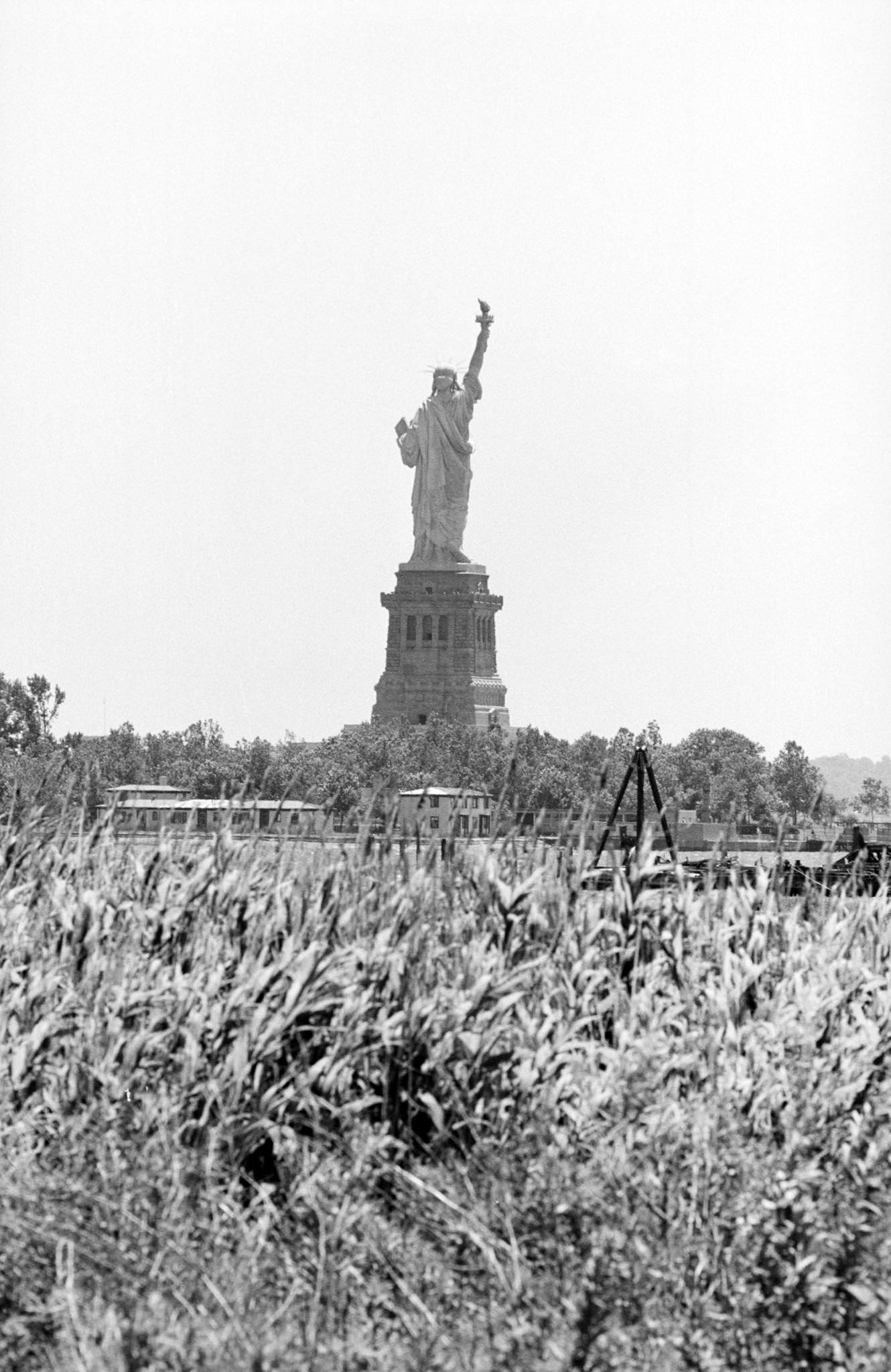 View of the Statue of Liberty from Jersey City, New Jersey, 1974.
