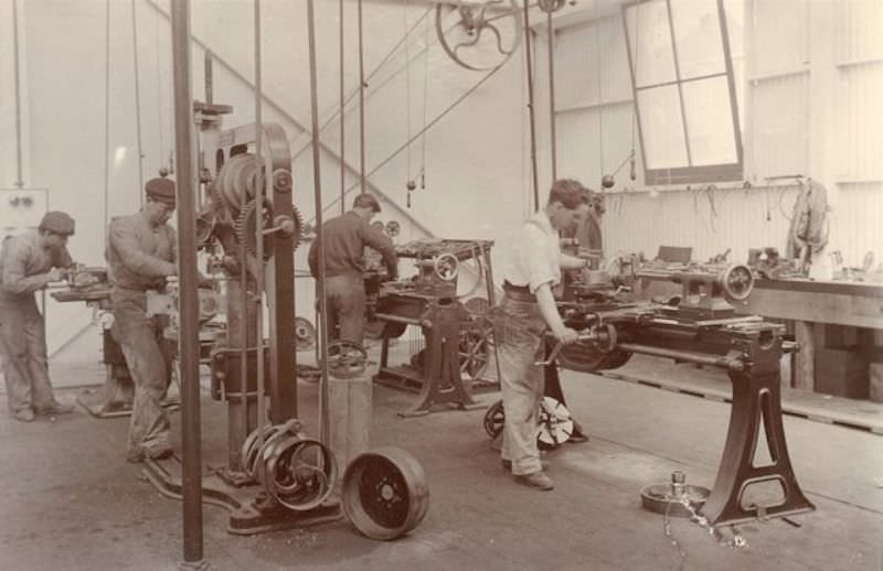 The Innovative Lewis Cycle and Motor Works Factory: A Look inside the Factory in Adelaide from the 1900s