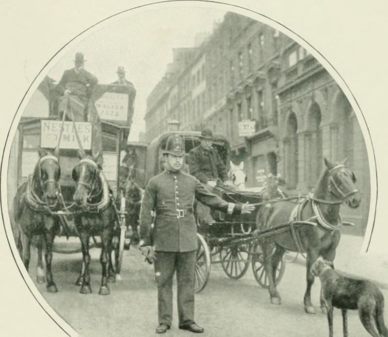 Officer regulating the traffic.