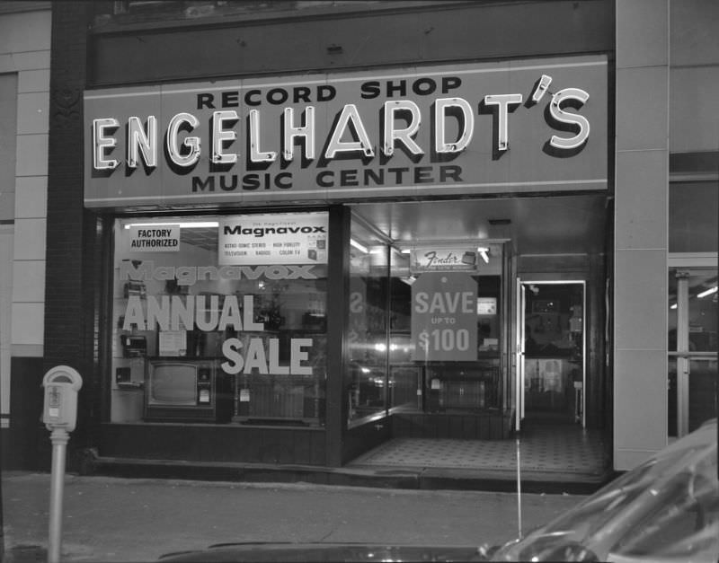 Engelhardt's Music Center at 45 Erie St N, Massillon, Ohio, January-February 1969