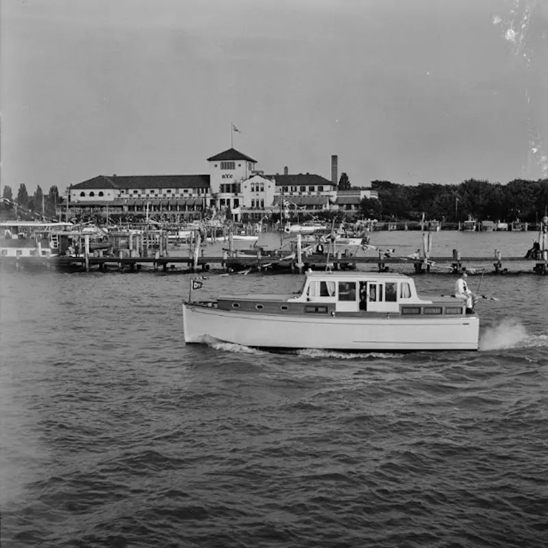 A Venetian night party at the Detroit yacht club, whose members represent the wealthier class of manufacturers and their friends, Detroit, Michigan, 1940.