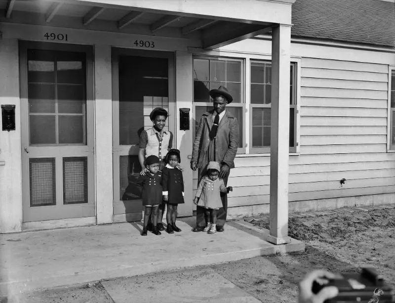 An African-American family recently moved into the Sojourner Truth homes for War workers, Detroit, Michigan, 1942.