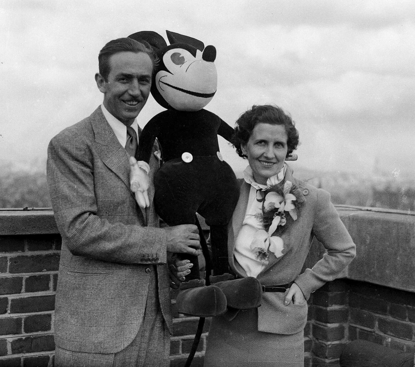 Walt Disney and Louis Lumiere during the former's visit to Paris.