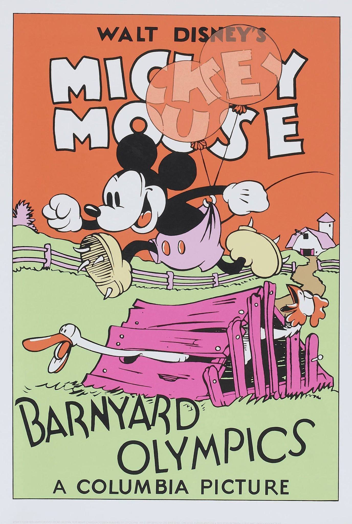 Barnyard Olympics, poster, Mickey Mouse, 1932.
