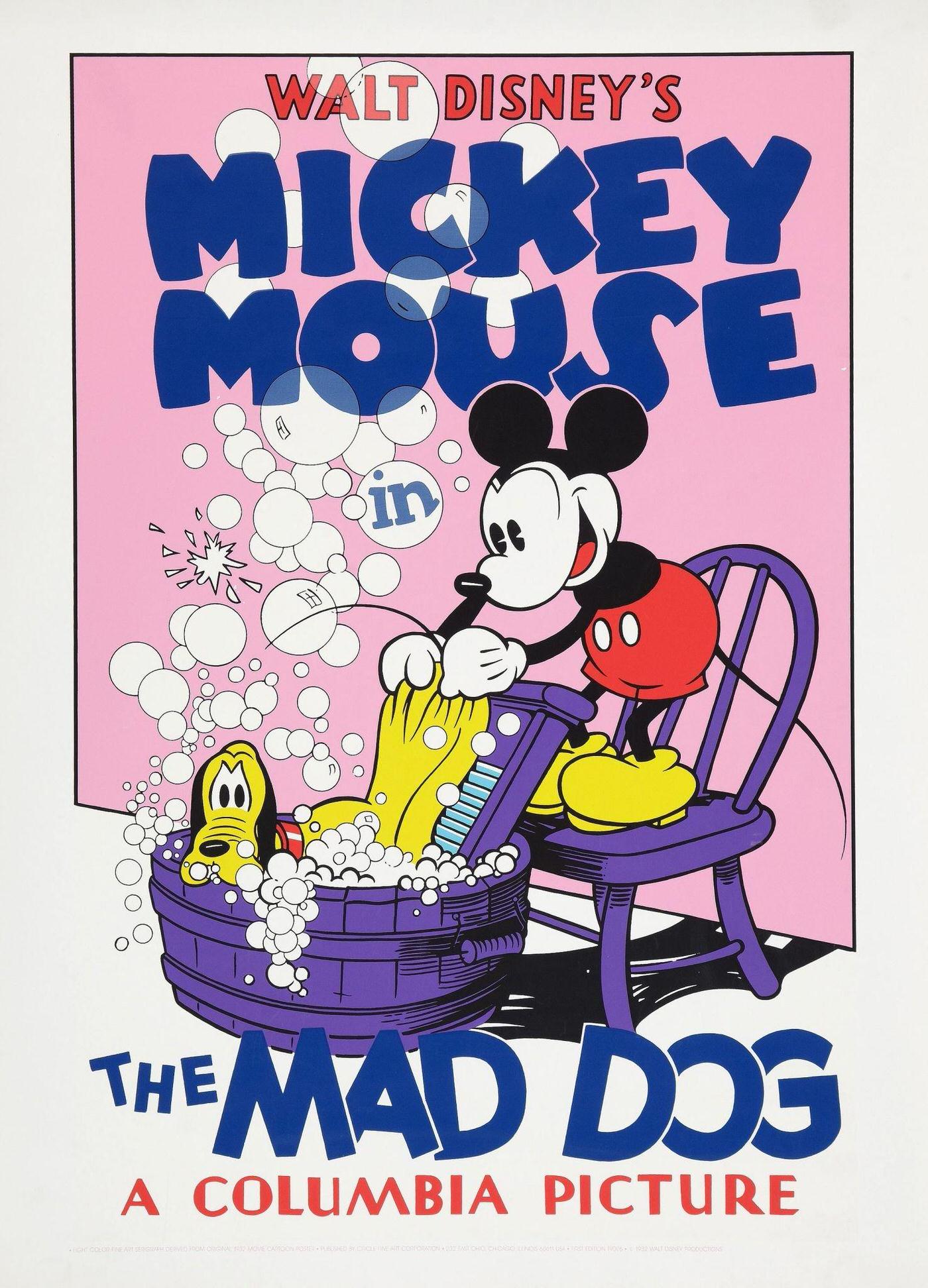 The Mad Dog, poster. Pluto, Mickey Mouse, 1932.