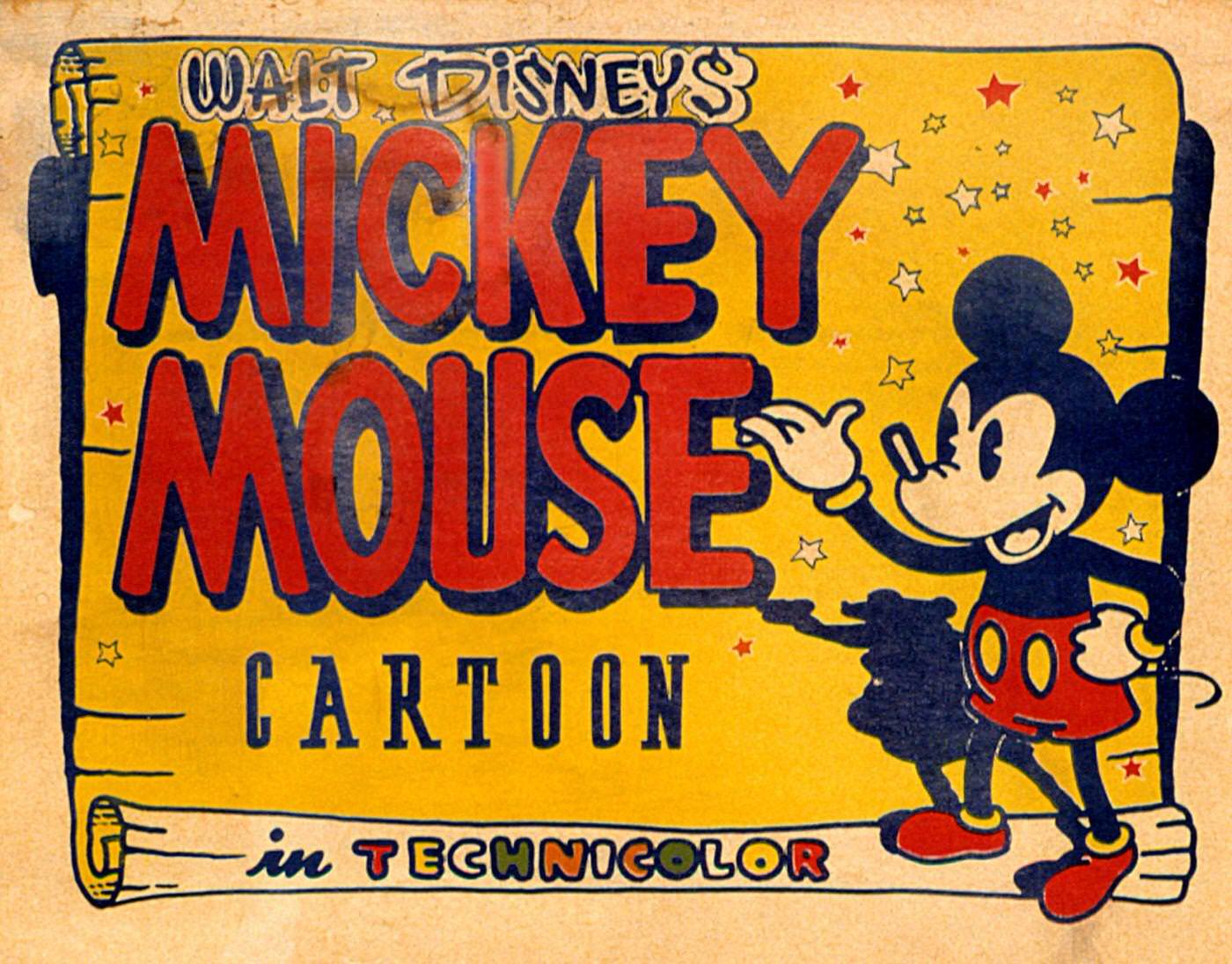 Mickey Mouse Cartoons, lobbycard, Disney animation, 1933.