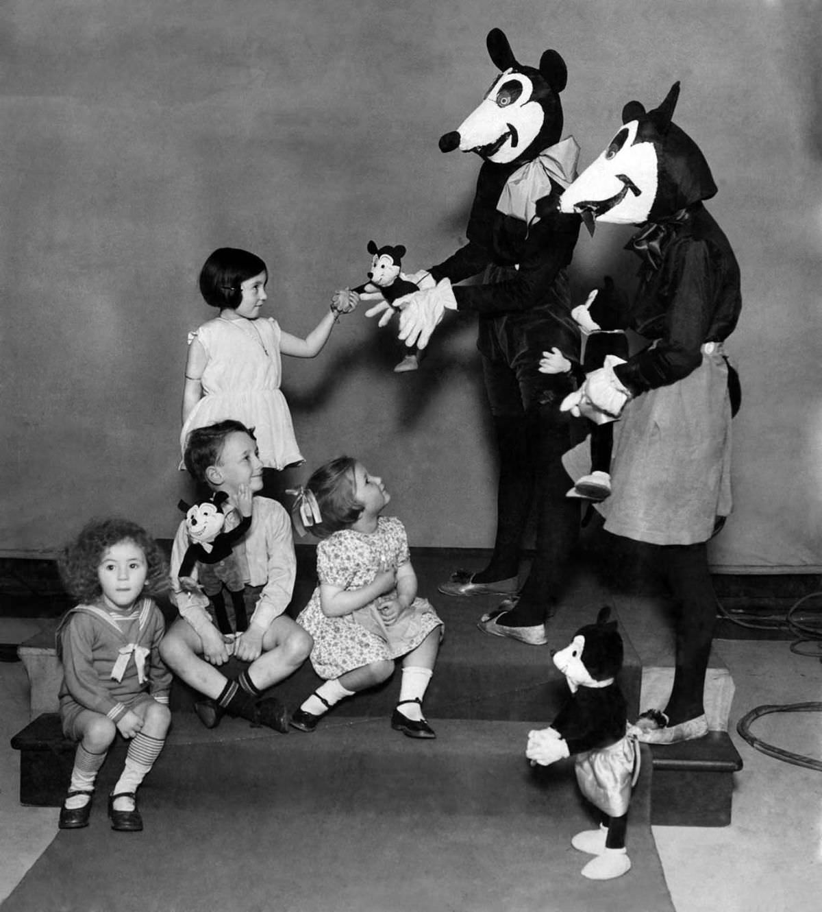 Winners of “Mickey Mouse” week at Russells Restaurant, Leicester Square, London, 1930.