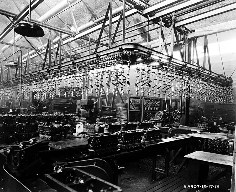 Motor blocks ready for assembly, 1919.