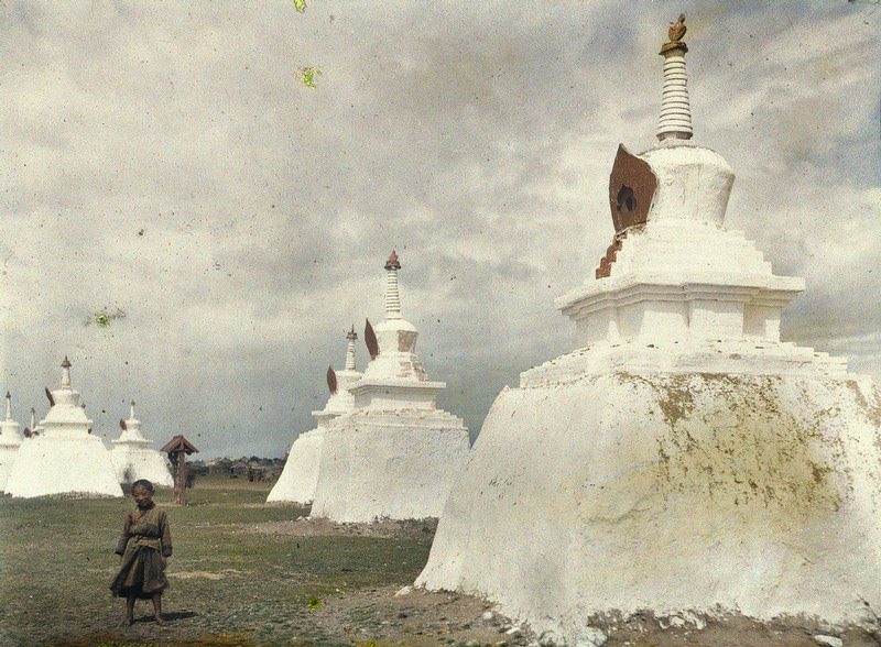 Stupas in a monastic block Gandan in Urga.