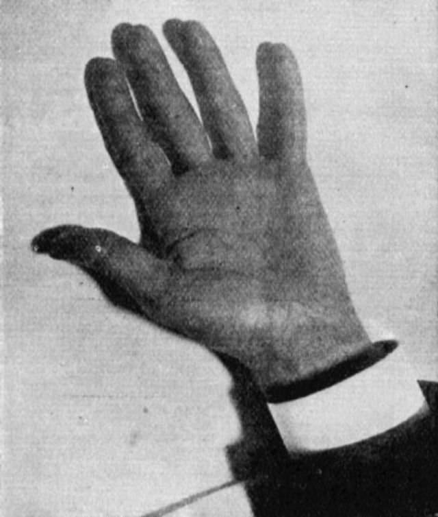 The hand of Nikola Tesla taken by using artificial daylight.
