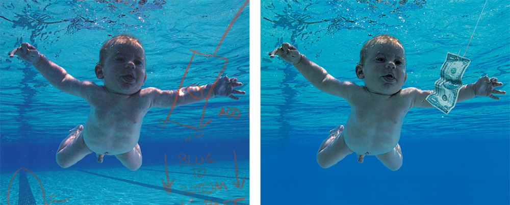 Left: The marked up photo. Right: The final composite image.