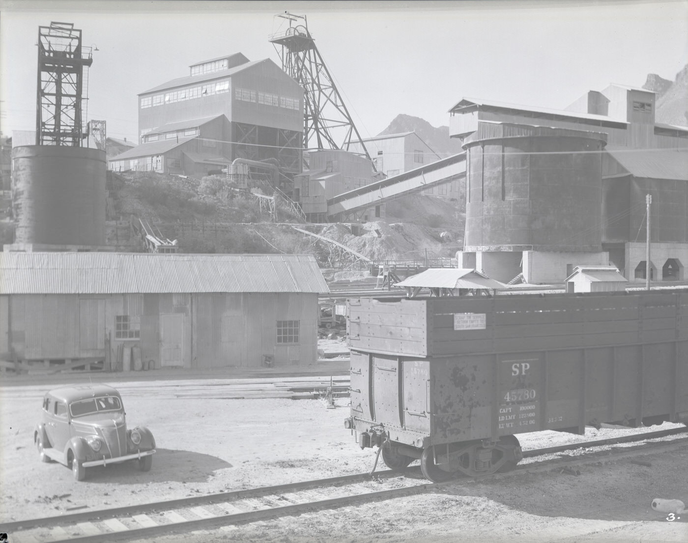 Train Yard at Copper Mine, 1930s