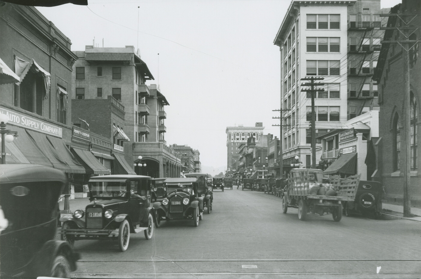 View Looking South on Central Ave. From Monroe St. The Heard Building, the Adams Hotel, and the Luhrs Building are visible., 1930s